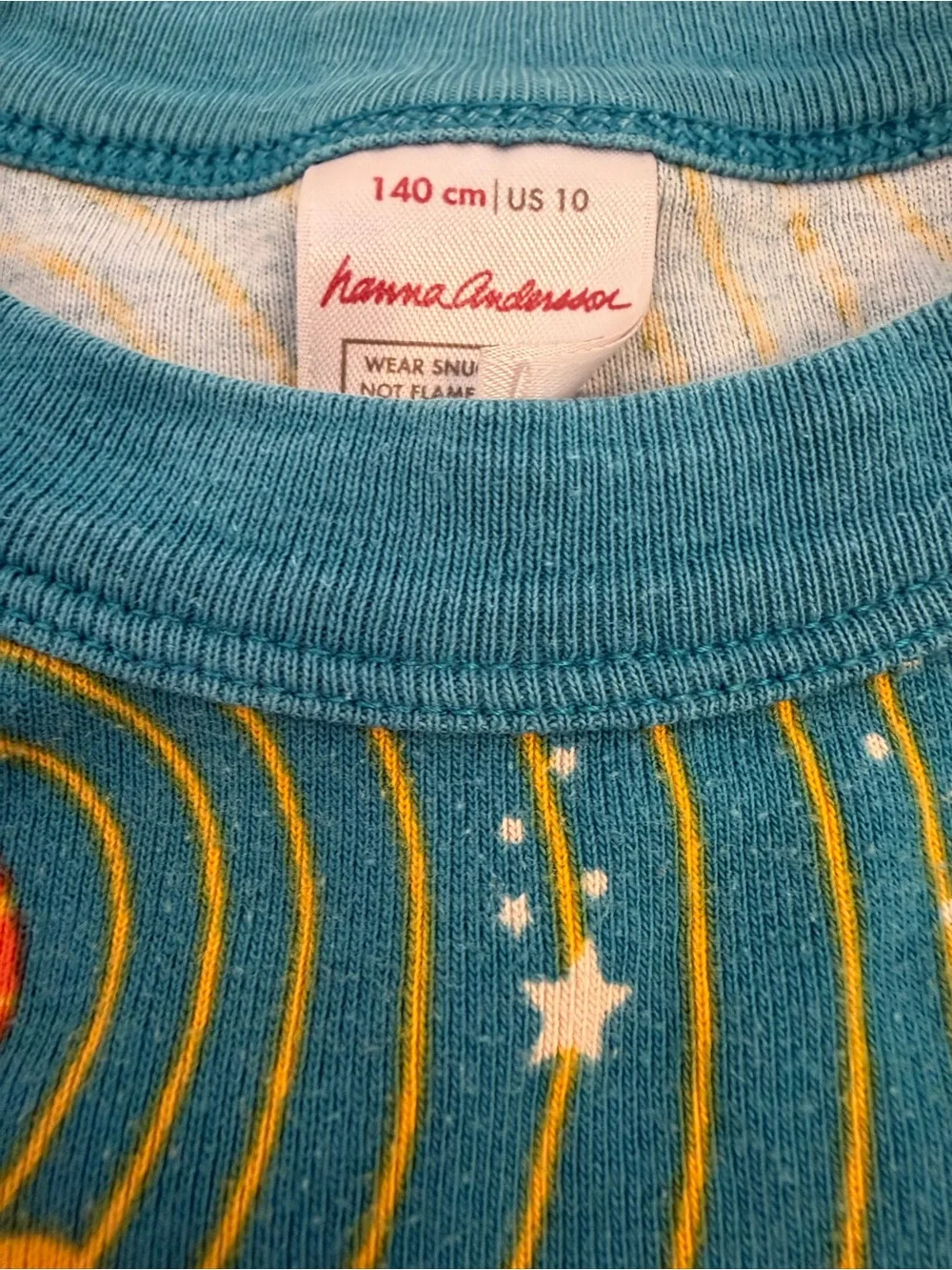 Hanna Andersson Teal Space Solar System Pajama Set size 140